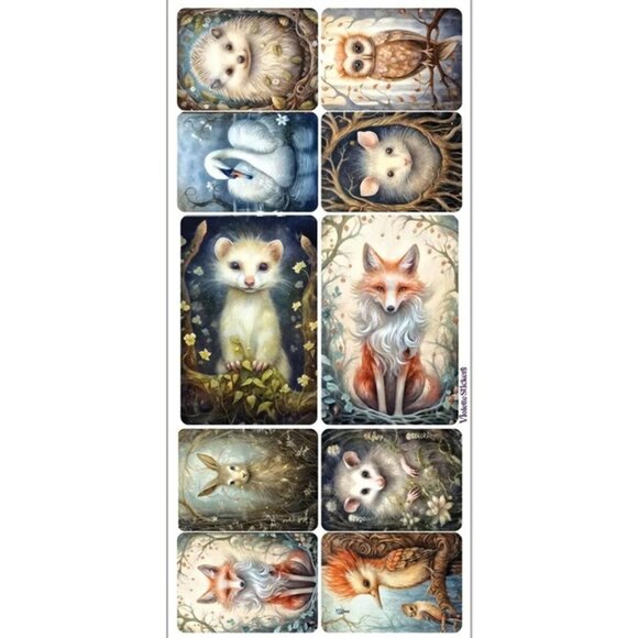 3 for $10 - Violette Stickers - 1 Crystal Night Forest Animals‎ Sticker Sheet - Picture 1 of 5
